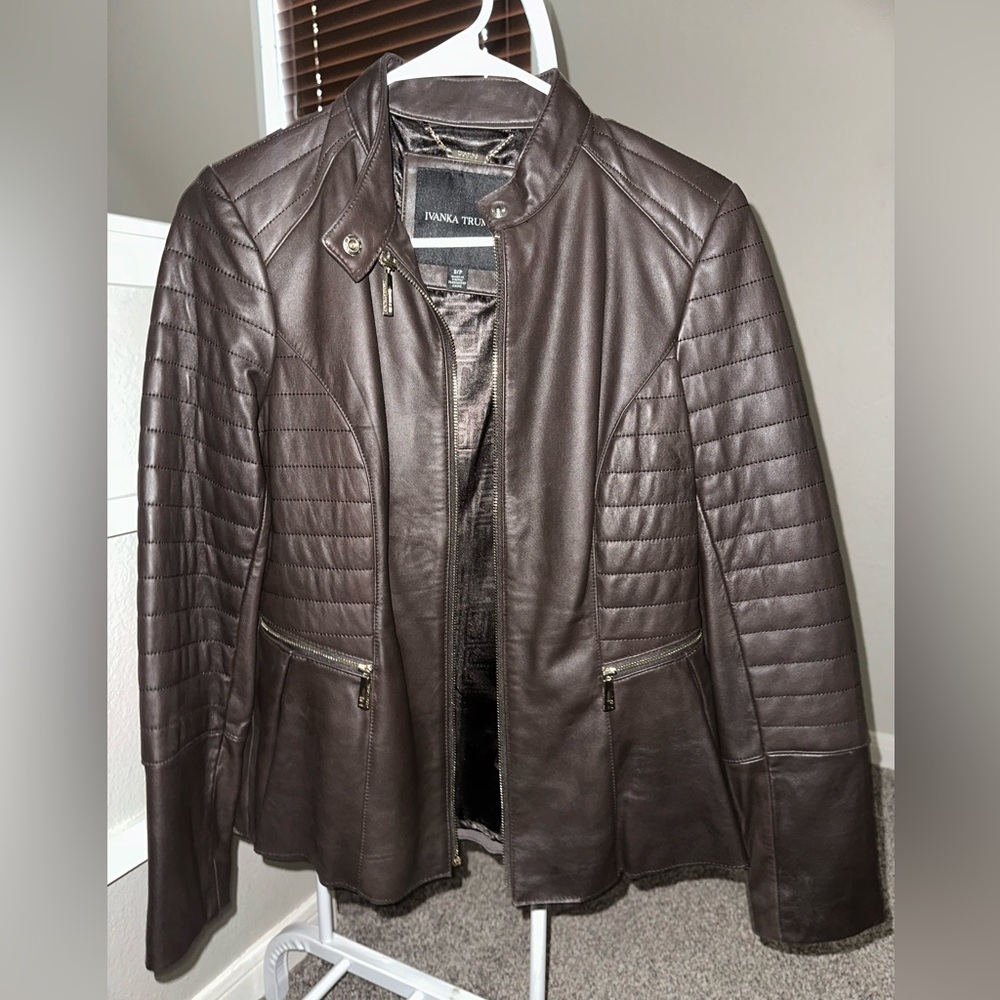 NWOT Ivanka Trump 100% Leather Dressy Jacket Small